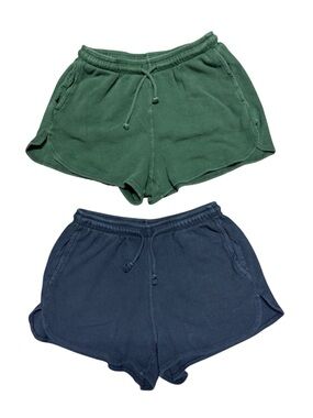 💚💙 Brandy Melville / John Galt summer thermal shorts - Green & Navy (2 Pack)